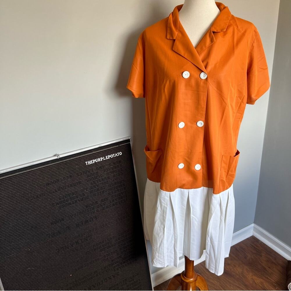 Vintage Wil-Ko Orange & White Dress Waitress Uniform